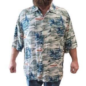 JACK HOLLYWOOD Men's Hawaiian Shirt Sz XXL Lightweight Tropical Vacation Beach
